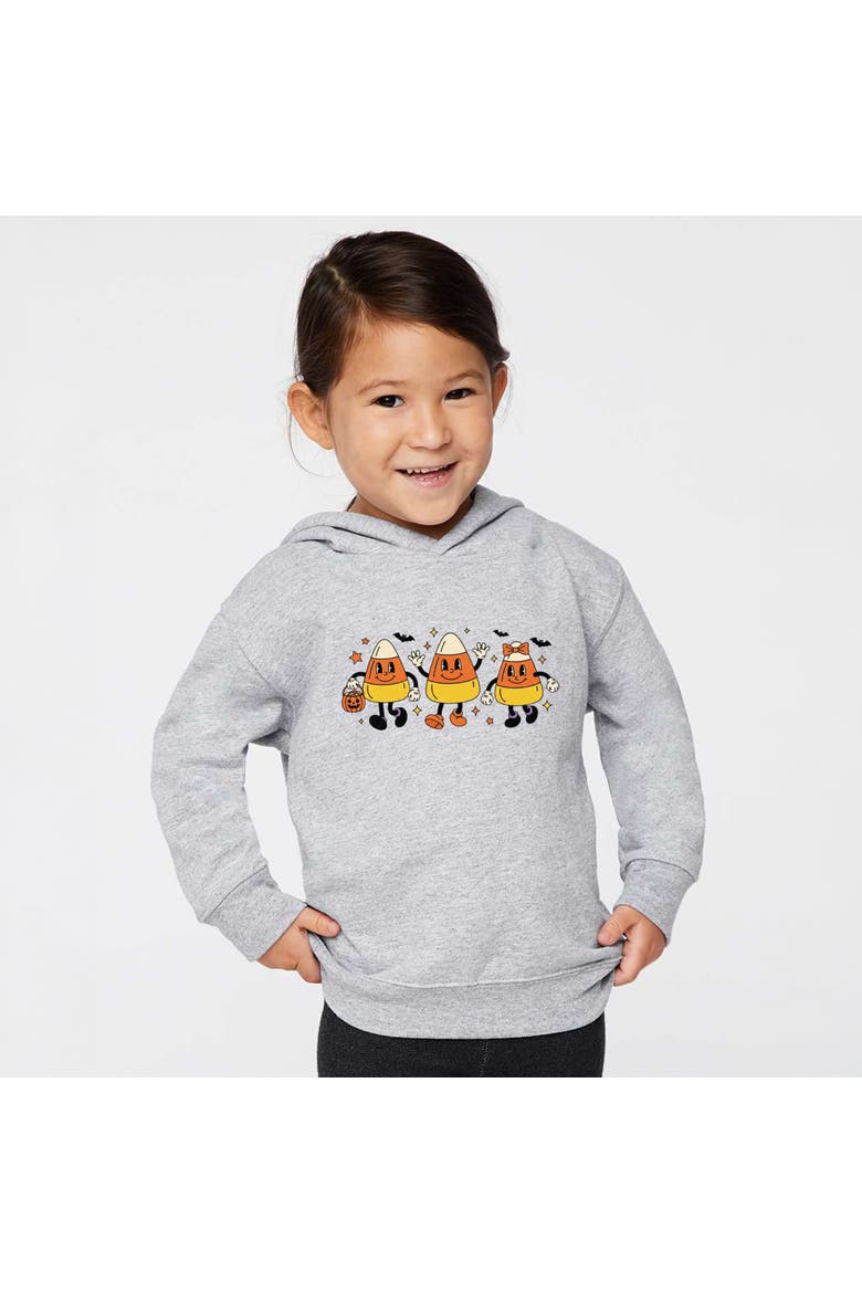 Candy Corn Retro Characters Toddler Hoodie, Main, color, Heather Grey