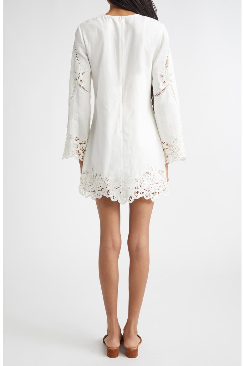 Amberg Cotton & Linen Eyelet Minidress, Alternate, color, DOVE