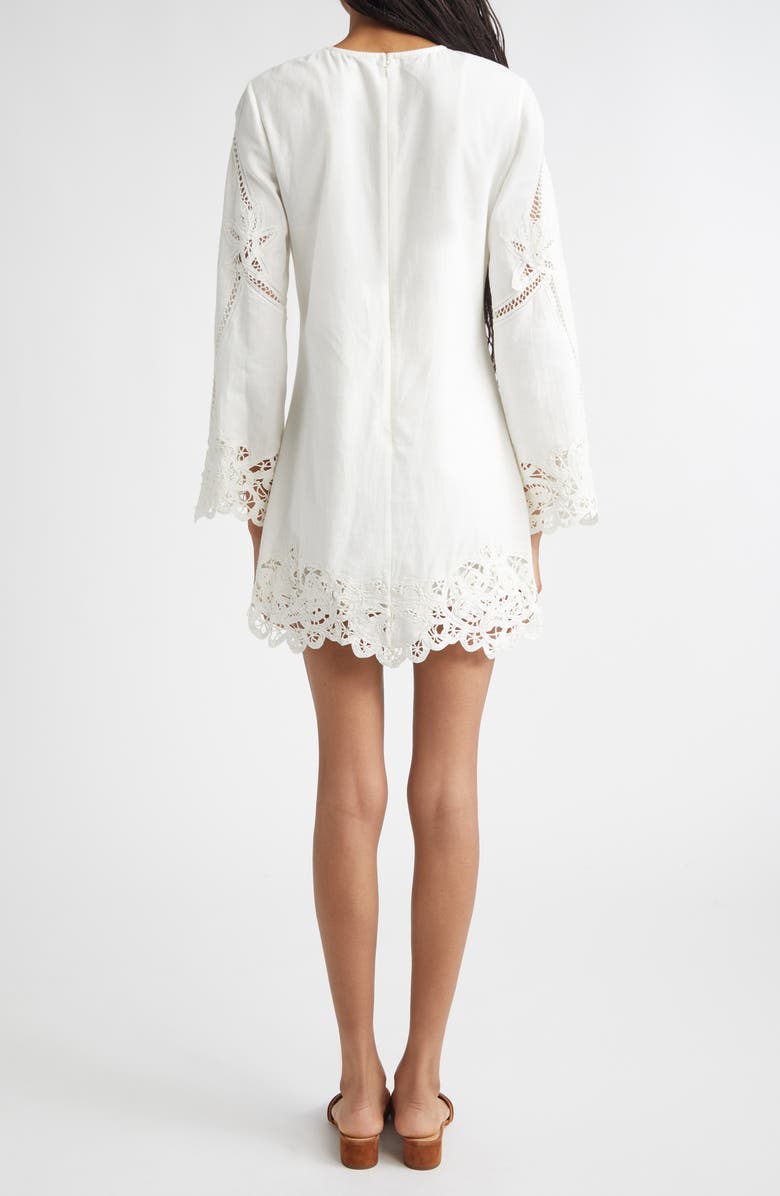 Veronica Beard Amberg Cotton & Linen Eylet Minidress, Alternate, color, Dove