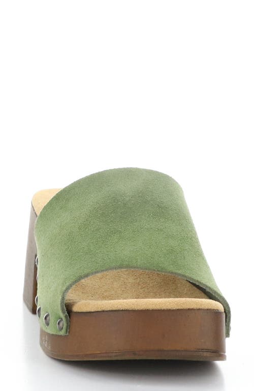Bos. & Co. Marly Platform Slide Sandal In Moss Suede