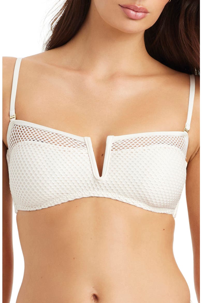 V-Wire Metallic Net Bikini Top, Alternate, color, WHITE GOLD