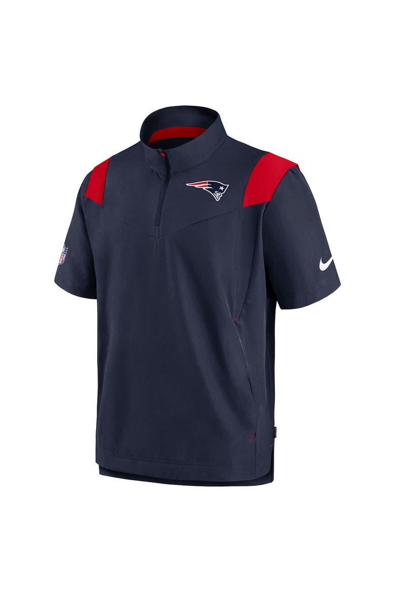 Men's Nike Navy New England Patriots Sideline Coaches Chevron Lockup Pullover Top, Alternate, color, Navy