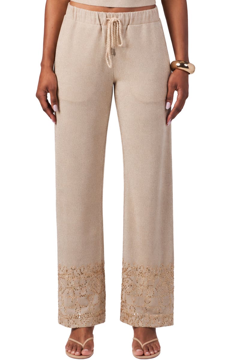 Calypso St. Barth Lena Pants, Main, color, Beige Shimmer