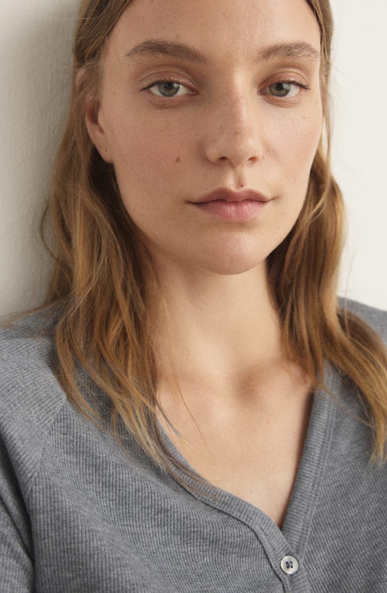 MANGO Rib Knit Nightgown, Alternate, color, Medium Heather Grey