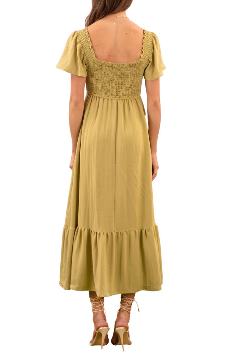 AUGUST SKY Short Sleeve Midi Dress, Alternate, color, Kiwi