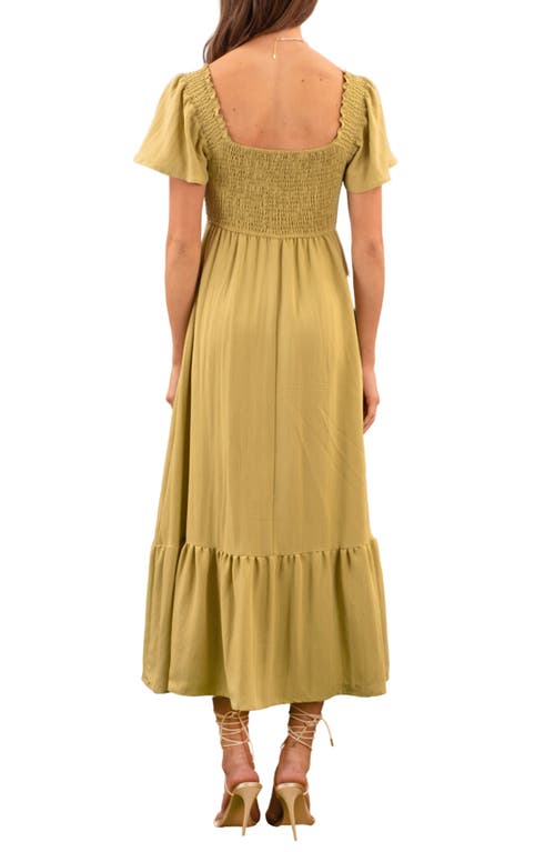 August Sky Short Sleeve Midi Dress In Kiwi