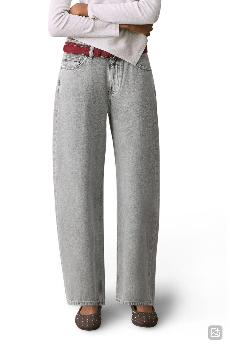 Low Rise Barrel Jeans, Main, color, LIGHT DENIM GREY