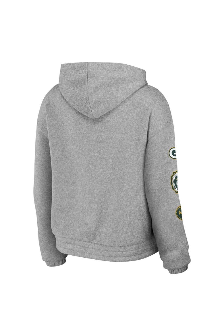Women's WEAR by Erin Andrews Heather Gray Green Bay Packers Full-Zip Hoodie, Alternate, color, Heather Gray