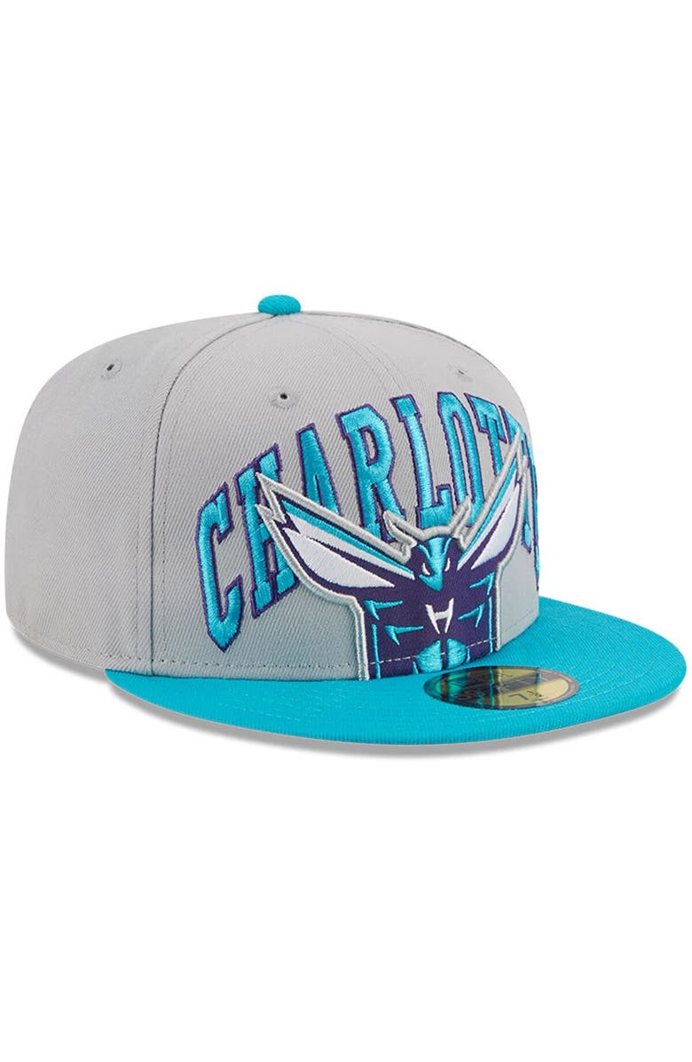 New Era Men's New Era Gray/Teal Charlotte Hornets Tip-Off Two-Tone 59FIFTY Fitted Hat, Alternate, color, 