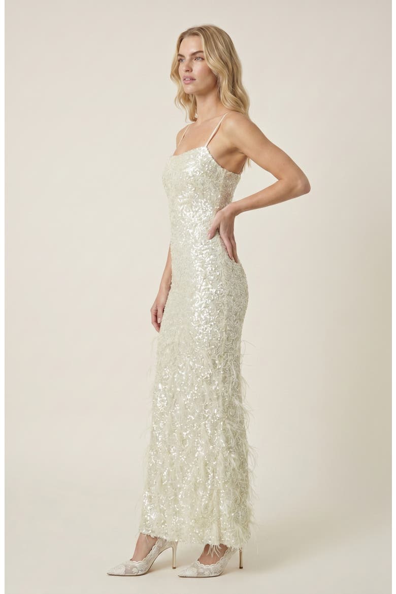 Sequin Mermaid Maxi Dress, Alternate, color, Ivory