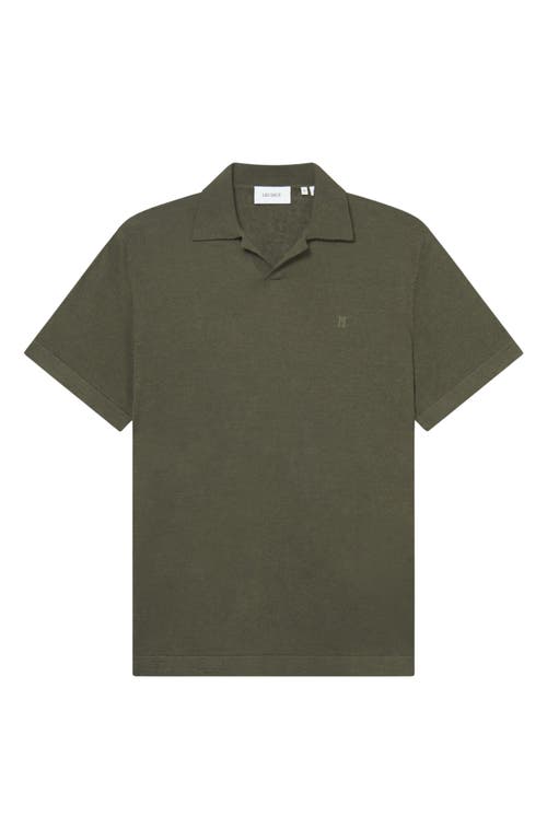 Les Deux Emmanuel Linen & Cotton Polo Sweater In Forest Green