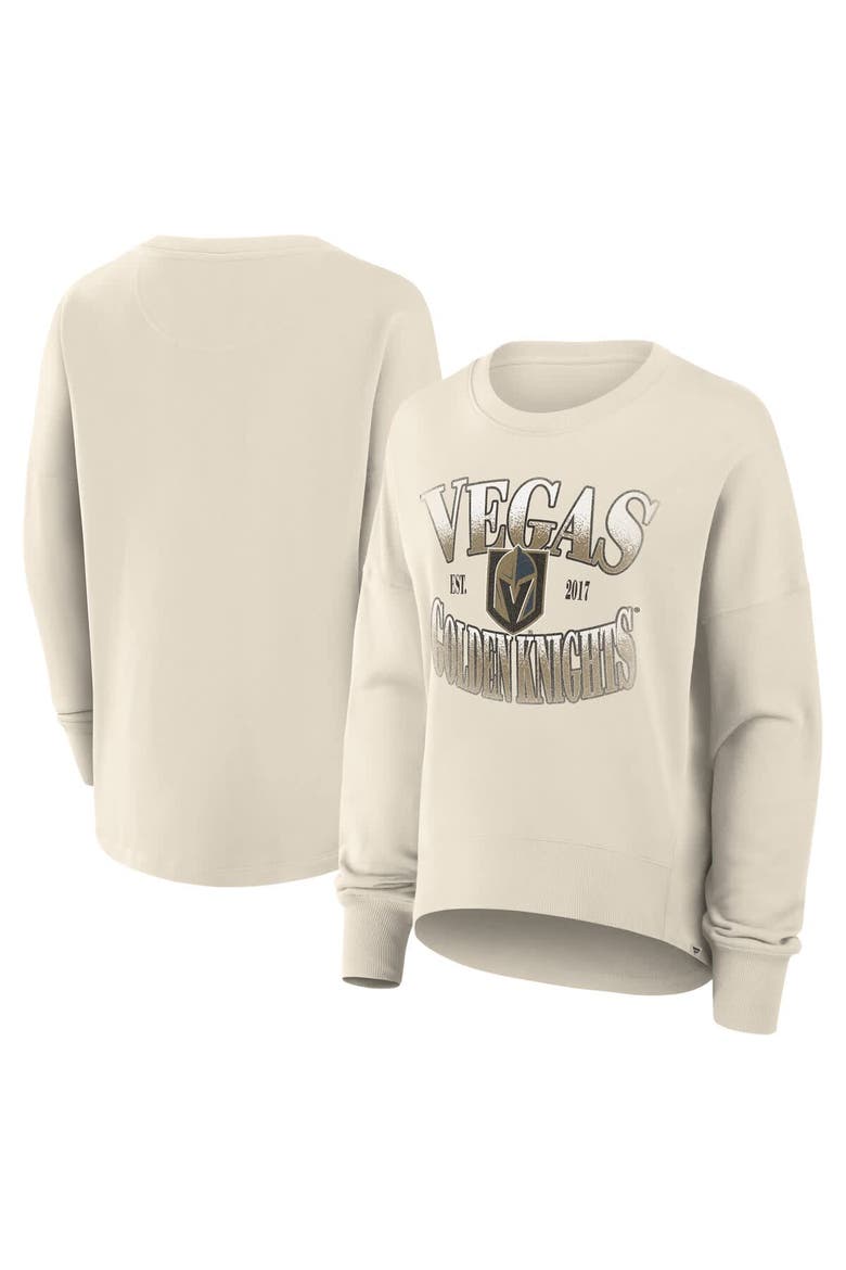Women's Fanatics Cream Vegas Golden Knights Oversized Slice Pullover Sweatshirt, Main, color, Cream