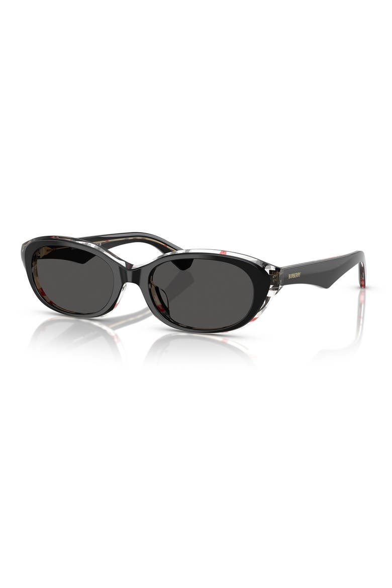 55mm Oval Sunglasses, Alternate, color, BLACK CHECK