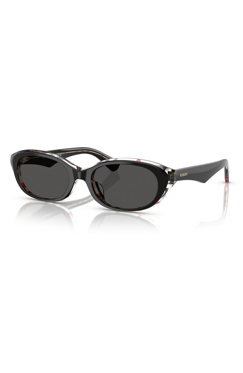 Burberry 55mm Oval Sunglasses, Alternate, color, Black Check