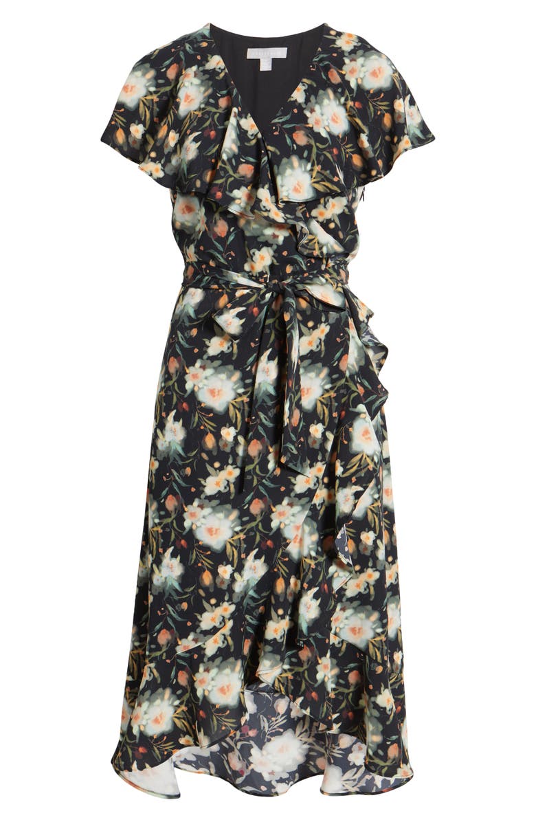 Chelsea28 Tie Belt Midi Dress, Alternate, color, Black Multi Floral