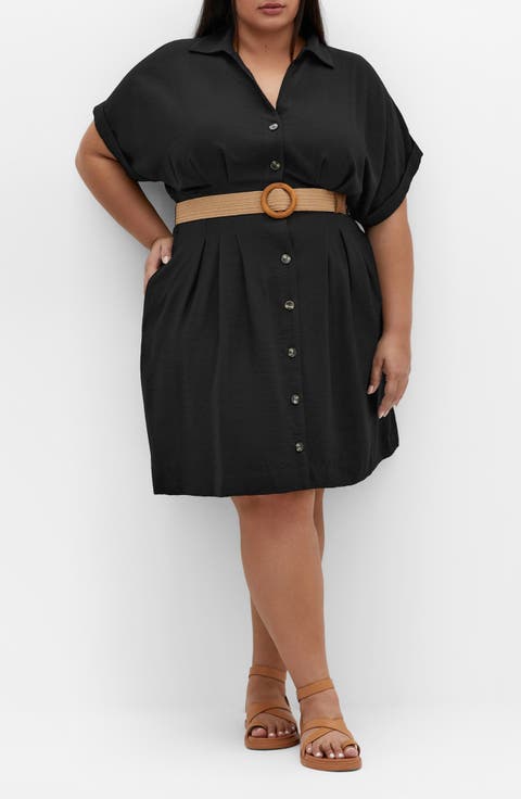 Jade Belted Shirtdress (Plus)