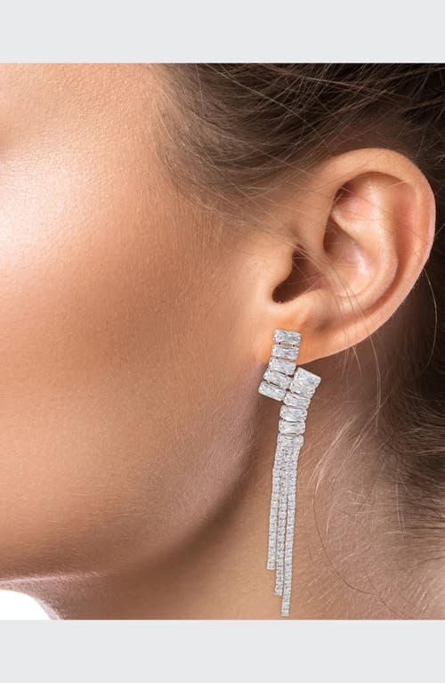 Cz By Kenneth Jay Lane Uneven Cubic Zirconia Drop Earrings In Silver