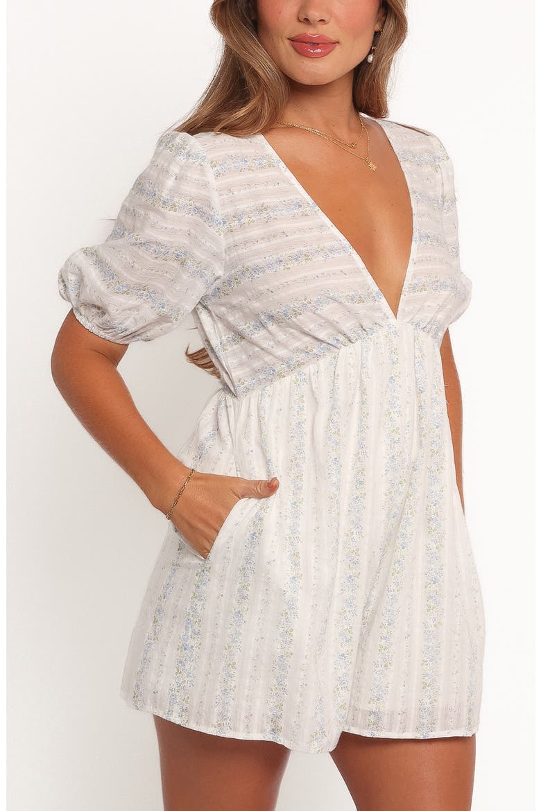 Aisley Print Romper, Alternate, color, WHITE