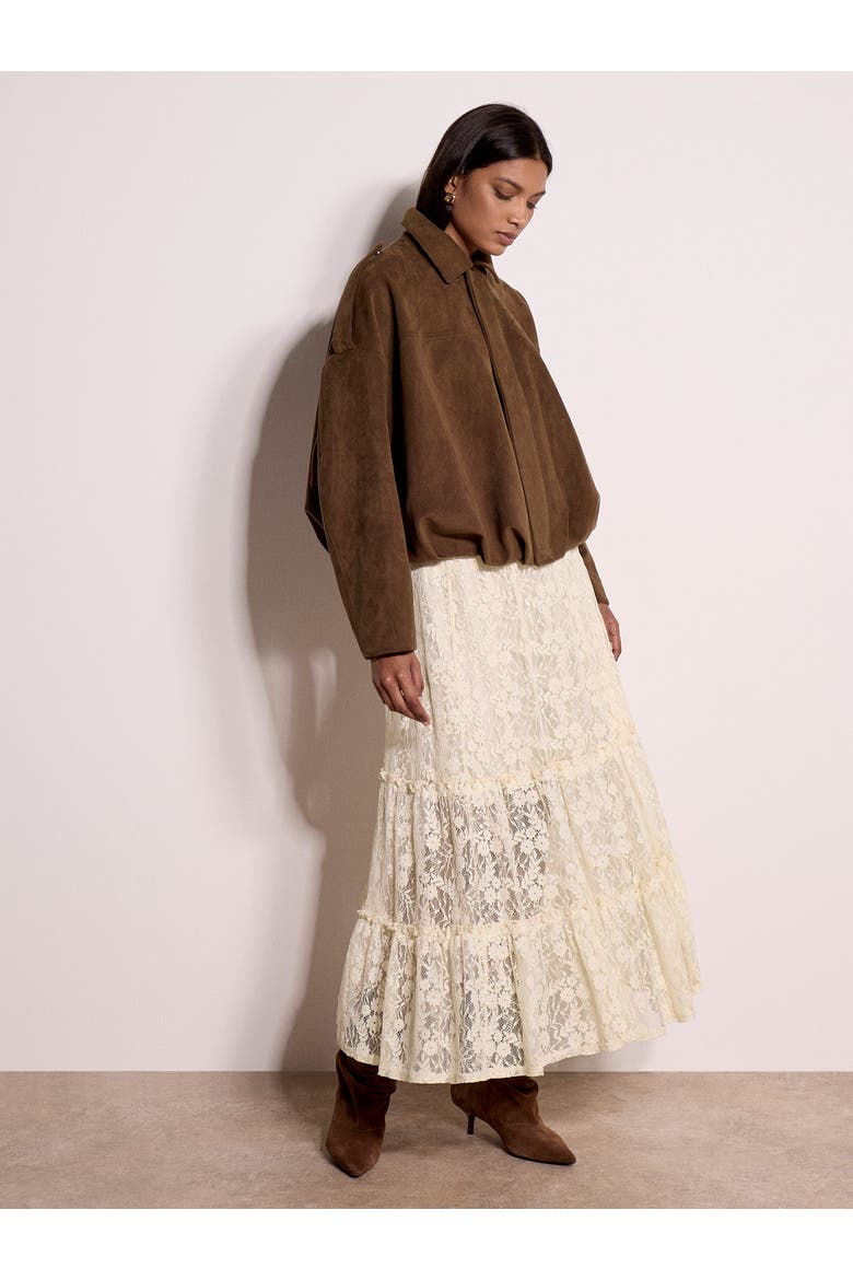 Suedette Bubble Hem Jacket, Alternate, color, Brown