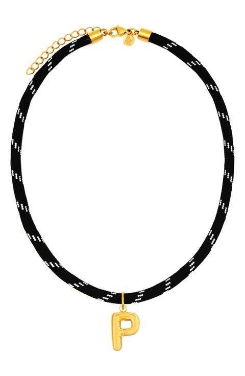 Bubble Initial Pendant Cord Necklace