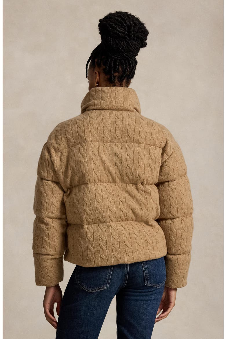 Cable Wool & Cashmere Puffer Jacket, Alternate, color, COLLECTION CAMEL MELANGE