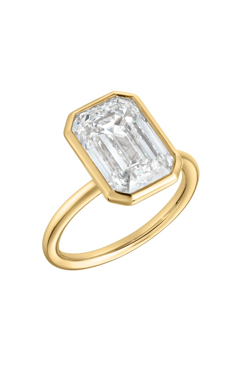 LuvMyJewelry Solaire 14K Gold Emerald Cut Lab Grown Diamond Bezel Solitaire Engagement Ring - 5 Cts, Alternate, color, 14K Yellow Gold