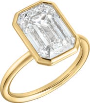 LuvMyJewelry Meira 14K Gold Emerald Cut Lab Grown Diamond Bezel Solitaire Engagement Ring - 4 cts