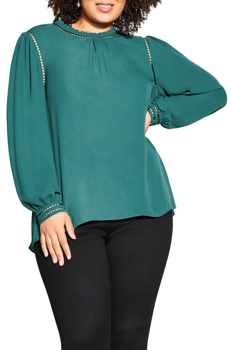 Kiss Me Quick Embroidered Inset Blouse, Main, color, ALPINE