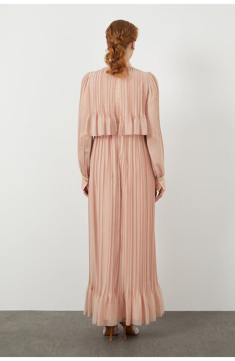 Gizia Embroidered Collar Pleated Maxi Purple Dress, Alternate, color, Pink