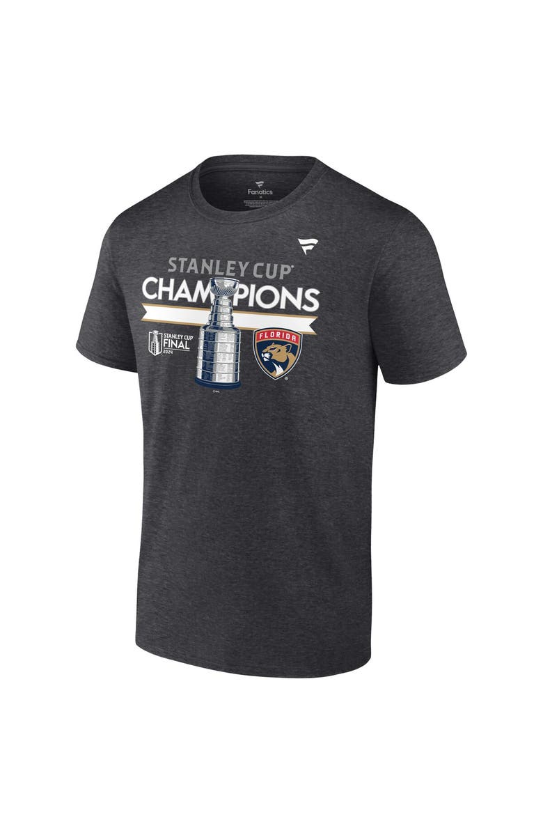FANATICS Men's Fanatics  Heather Charcoal Florida Panthers 2024 Stanley Cup Champions Locker Room T-Shirt, Alternate, color, 