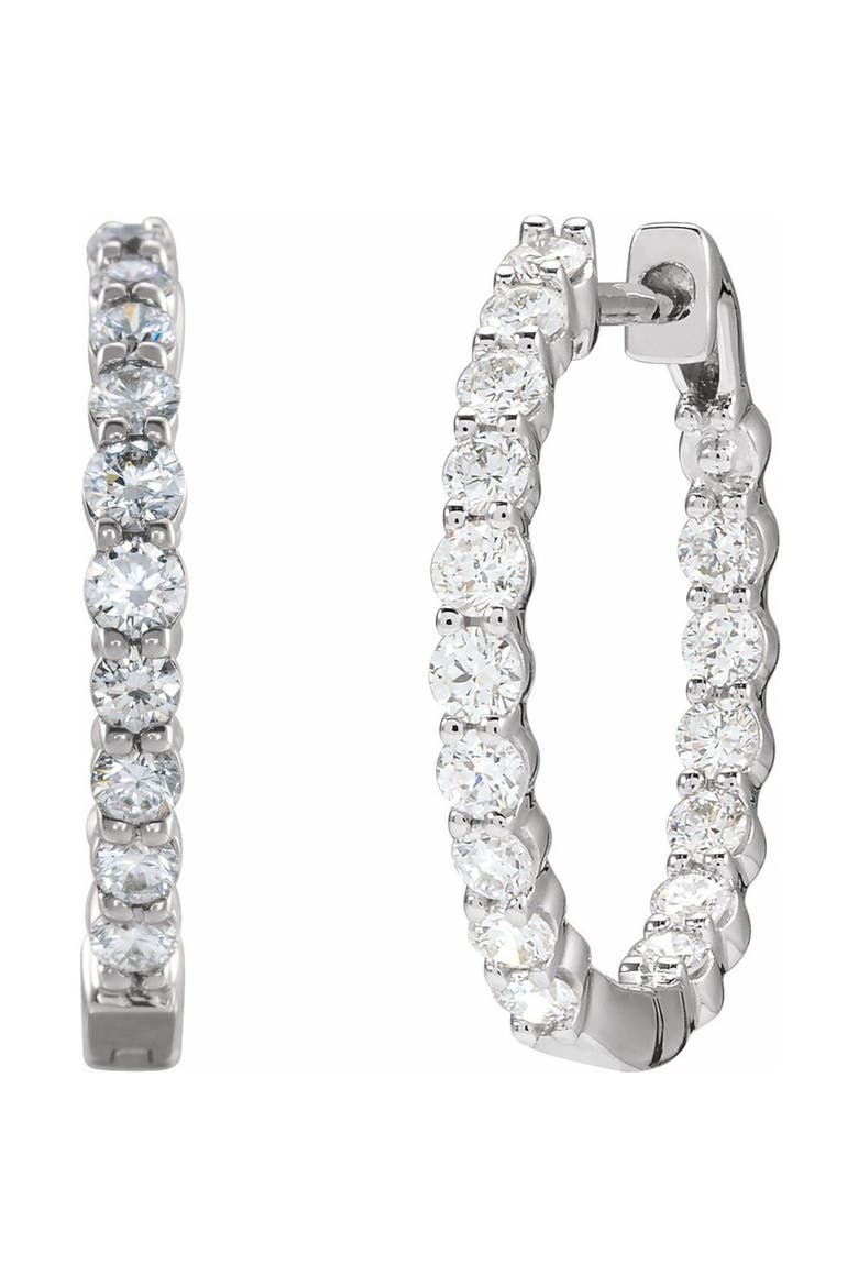 1 CT Lab-Grown Diamond Hoop Earrings in 14K Gold, Main, color, White