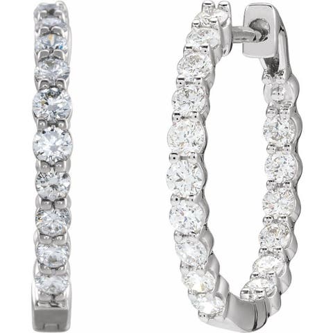 1 CT Lab-Grown Diamond Hoop Earrings in 14K Gold