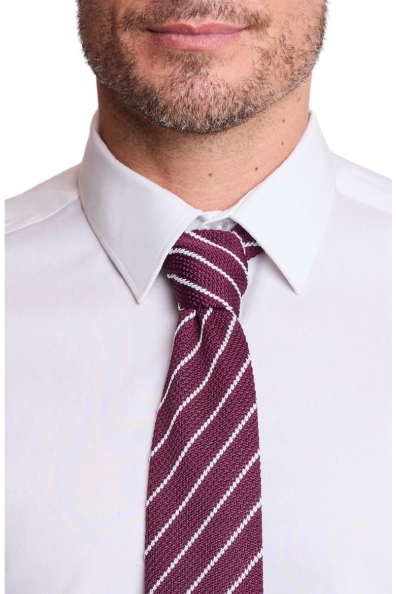 Stanley Striped Knit Tie, Alternate, color, DK BURGUNDY STRIPE