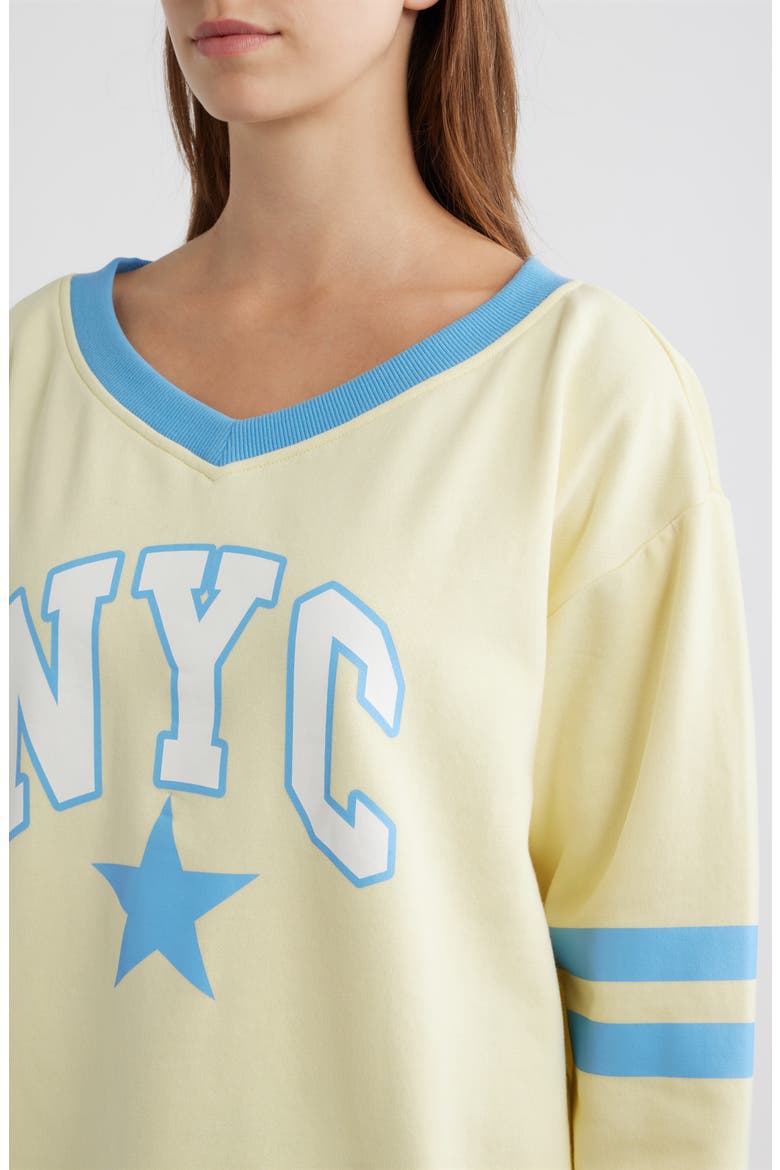 NYC Star Sweatshirt, Alternate, color, PASTEL YELLOW