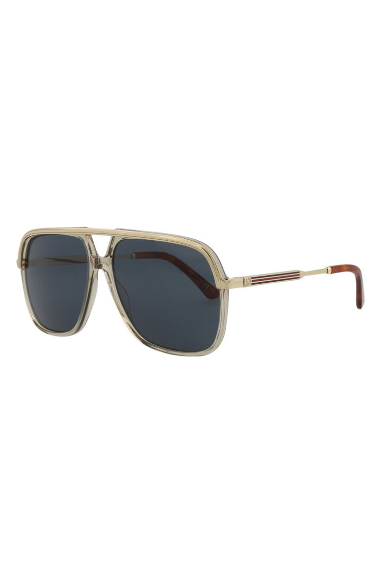 Gucci 57mm Aviator Sunglasses, Alternate, color,