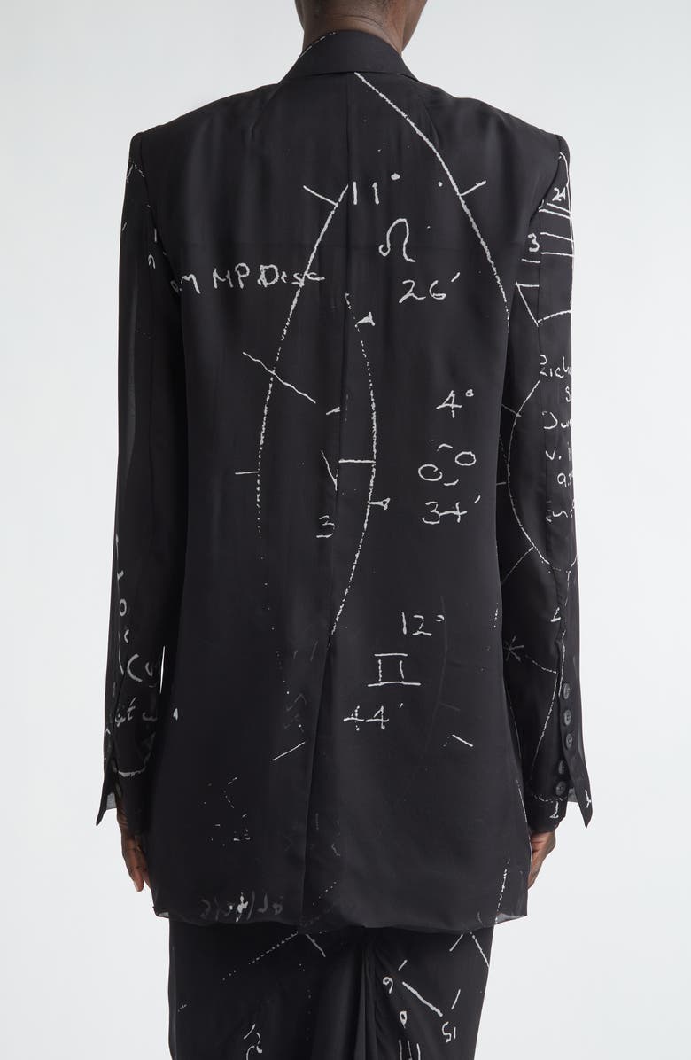 Rick Owens Temple Concordian Print Silk Chiffon Jacket, Alternate, color, Black/ Milk