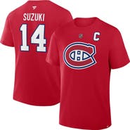 FANATICS Men's Fanatics Nick Suzuki Red Montreal Canadiens Authentic Stack Name & Number T-Shirt
