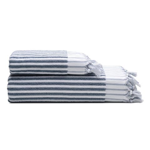 Stripes Turkish Cotton Terry Bath and Hand Towel - Set