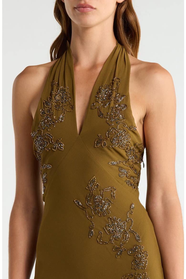 Raquel Georgette Halter Maxi Gown, Alternate, color, SAGE