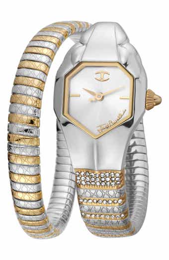 Glam Snake Wraparound Bracelet Watch, 22mm