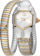 Just Cavalli Glam Snake Wraparound Bracelet Watch, 22mm