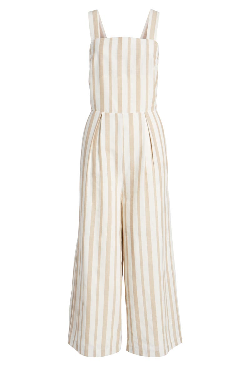 Chriselle x J.O.A. Wide Leg Jumpsuit, Alternate, color, SAND STRIPE