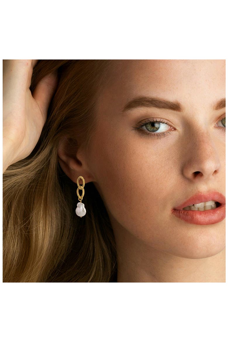 Cultured Freshwater Keshi Pearl Chain Drop Earrings, Alternate, color, WHITE