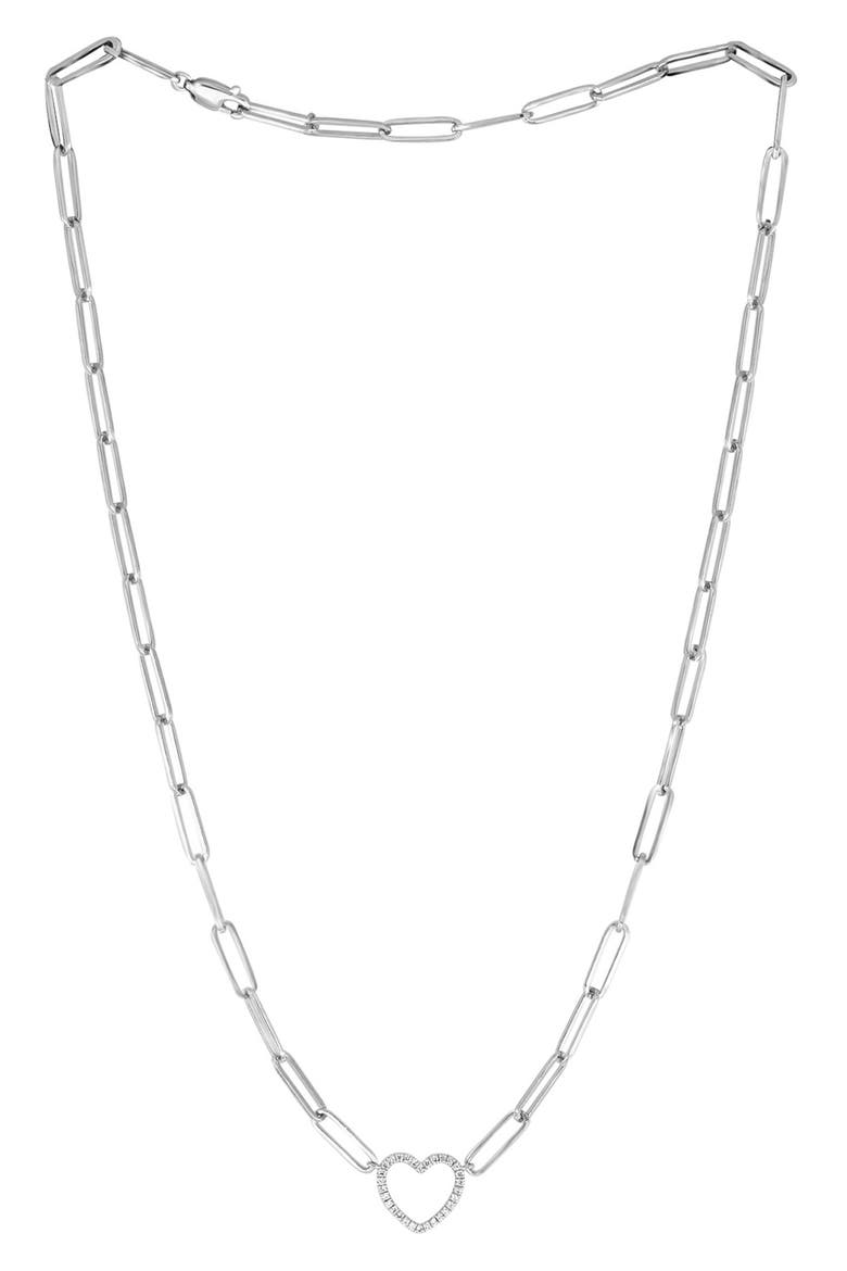 Sterling Silver Diamond Open Heart Pendant Necklace - 0.11 ctw., Alternate, color, WHITE