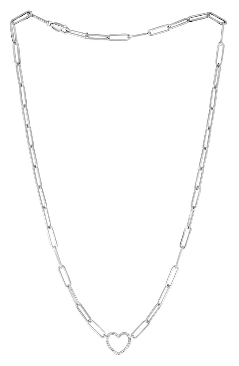 EFFY Sterling Silver Diamond Open Heart Pendant Necklace - 0.11 ctw., Alternate, color, White