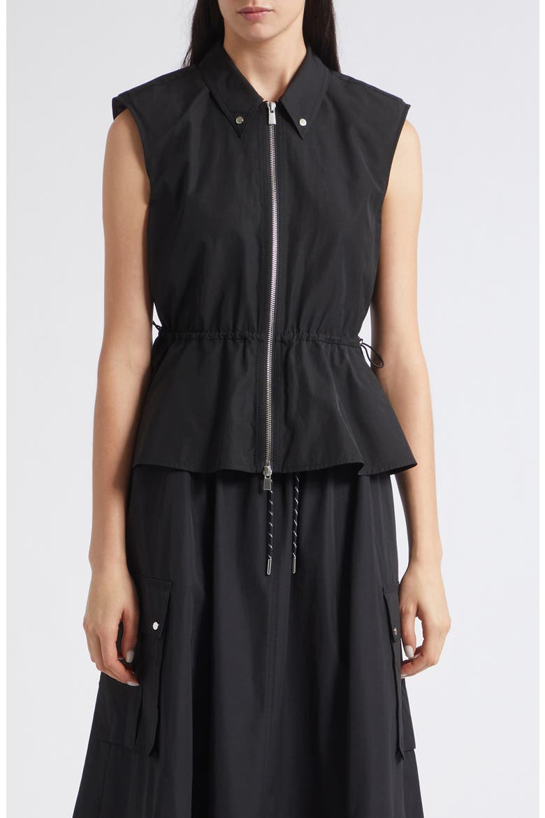 Lyra Zip Front Sleeveless Top, Main, color, JET