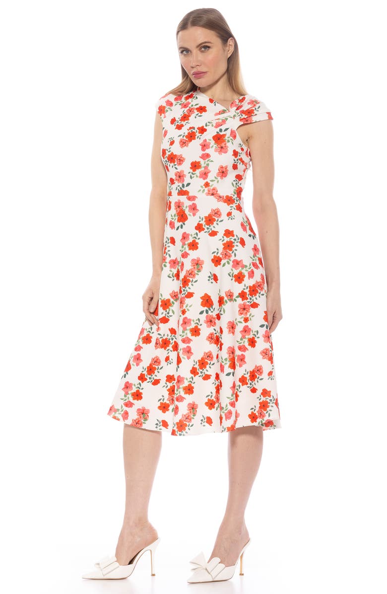 Alexia Admor Mariah Asymmetric Cap Sleeve Fit & Flare Dress, Alternate, color,