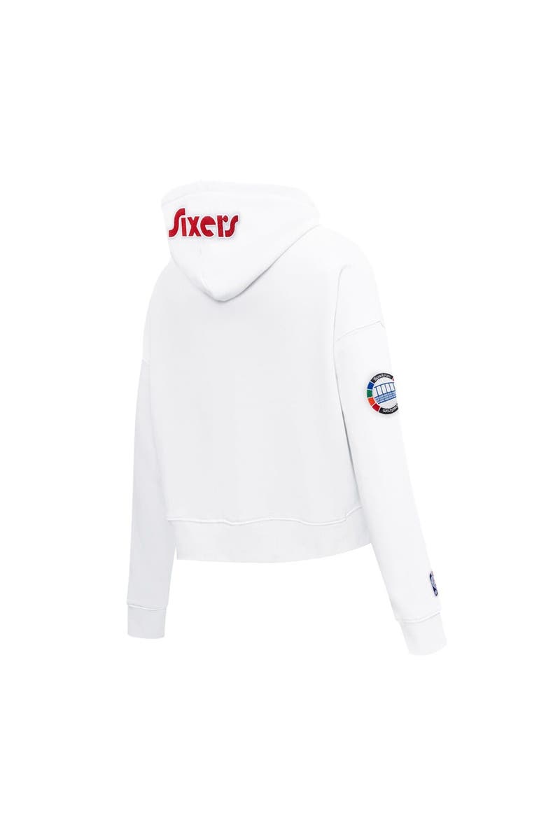 PRO STANDARD Women's Pro Standard White Philadelphia 76ers 2024/25 City Edition Chenille Applique Cropped Pullover Hoodie, Alternate, color, 