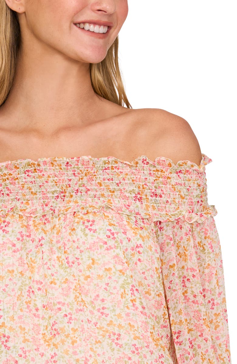 CeCe Floral Off the Shoulder Ruffle Top, Alternate, color, 