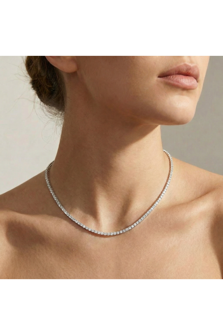 Platinum 8 3/4Ct Diamond Tennis Necklace Lab Grown 17", Alternate, color, Platinum
